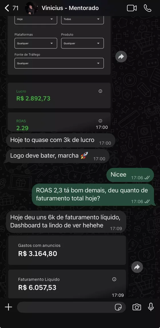 Print da conversa com Vinicius